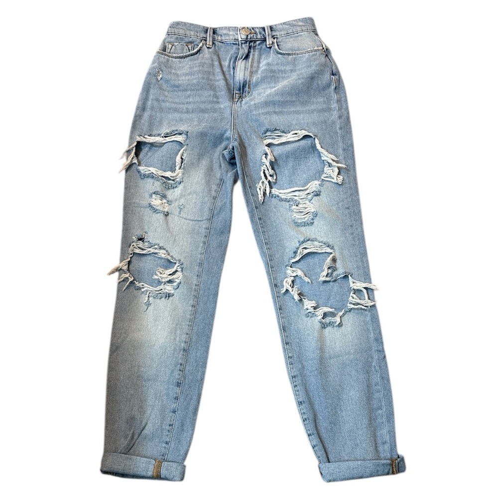 BDG Jeans Women 26 Blue Mom‎ High Rise Distressed Destroyed Grunge 90s NWT